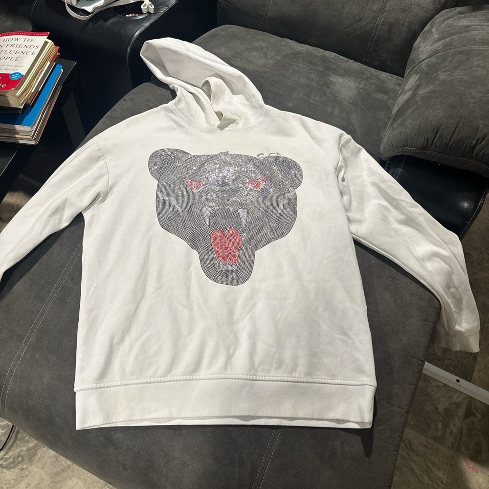 White Hoodie with Bear Design